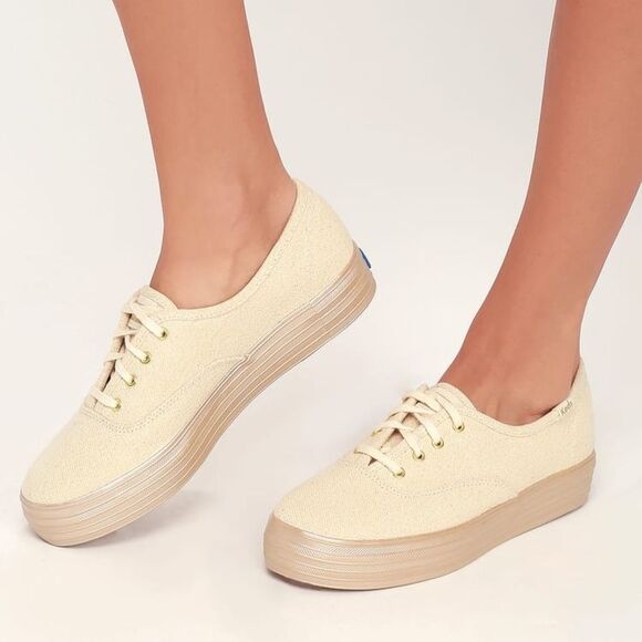 Keds Triple Kick Shimmer Platform Sneakers B82 - Picture 1 of 10
